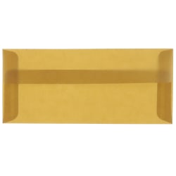 JAM Paper #10 Business Booklet Envelopes, Translucent, Gummed Closure, Earth Brown, Pack Of 25