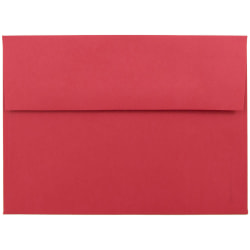 JAM Paper Booklet Invitation Envelopes, A7, Gummed Seal, 30% Recycled, Red, Pack Of 25