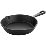 MegaChef 8in Round Cast Iron Frying Pan, Black