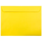 JAM Paper Booklet Envelopes, 9in x 12in, Gummed Seal, 30% Recycled, Yellow, Pack Of 25