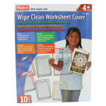 Roylco Wipe Clean Dry-Erase Worksheet Covers, 12 1/2in x 8 3/4in, Clear/Assorted Colors, Pack Of 10