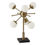 Adesso Doppler LED Table Lamp, 23inH, White Opal Shades/Antique-Brass And Black Marble Base