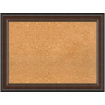 Amanti Art Cork Bulletin Board, 33in x 25in, Natural, Cyprus Walnut Wood Frame