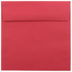 JAM Paper Color Square Invitation Envelopes, 6 1/2in x 6 1/2in, Gummed Seal, 30% Recycled, Red, Pack Of 25