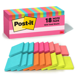 Post-it Super Sticky Notes, 4 in x 6 in, 3 Pads, 90 Sheets/Pad, 2x the Sticking Power, Energy Boost Collection, Lined