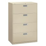 HON Brigade 600 36inW x 19-1/4inD Lateral 4-Drawer File Cabinet, Putty