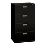 HON Brigade 600 36inW x 19-1/4inD Lateral 4-Drawer File Cabinet, Black