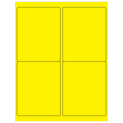 Tape Logic Permanent Labels, LL181YE, Rectangle, 4in x 5in, Fluorescent Yellow, Case Of 400