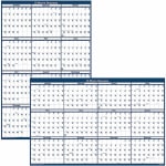 SKILCRAFT Calendar - 12 Month - January 2025 - December 2025 - Wall Mount - White/Blue - Reversible, Erasable, Writable Surface, Reminder Section, Printed, Planner Page, Double-sided - 1 Each