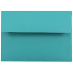 JAM Paper Booklet Envelopes, #4 Bar (A1), Gummed Seal, 30% Recycled, Sea Blue, Pack Of 25