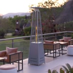 Flash Furniture Sol Stainless-Steel Pyramid 42,000 BTU Outdoor Propane Heater With Wheels, 90inH x 22-1/4inW x 22-1/4inD, Silver