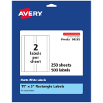 Avery Permanent Labels, 94265-WMP250, Rectangle, 11in x 3in, White, Pack Of 500