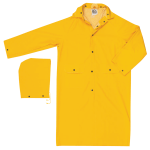 Classic Rain Coat, Detachable Hood, 0.35 mm PVC/Polyester, Yellow, 49 in Large