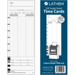 Lathem Model 700E Clock Single Sided Time Cards - White - Black Print Color - 100 / Pack