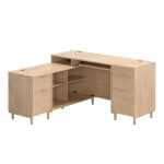 Sauder Clifford Place 59inW L-Shaped Computer Desk With Keyboard Shelf And Filing Drawer, Natural Maple