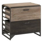 Bush Business Furniture Refinery 31-3/4inW x 22-1/5inD Lateral 2-Drawer File Cabinet, Rustic Gray/Charred Wood, Standard Delivery