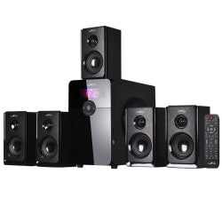 BeFree Sound BFS-450 5.1-Channel Bluetooth Surround Sound Speaker System, 19inH x 22inW x 12-1/2inD, Black, 99595499M