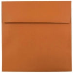 JAM Paper Color Square Invitation Envelopes, 8 1/2in x 8 1/2in, Gummed Seal, Dark Orange, Pack Of 25