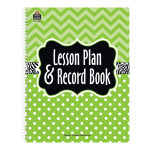 Teacher Created Resources Lesson Plan And Record Books, Lime Chevrons And Dots, Pack Of 2