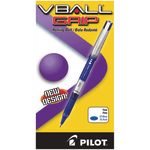 Pilot V-Ball Grip Liquid Ink Rollerball Pens, Fine Point, 0.7 mm, Metallic Silver Gray Barrel, Blue Ink, Pack Of 12 Pens