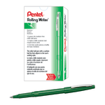 Pentel Rolling Writer Pens, Medium Point, 0.8 mm, Green Barrel, Green Ink, Pack Of 12 Pens