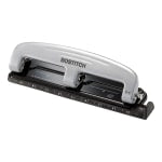 Bostitch EZ Squeeze Three-Hole Punch, 12 Sheet Capacity, Black/Silver