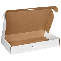 Partners Brand Corrugated Carrying Cases, 20in x 11 3/8in x 5 1/2in, White, Pack Of 10