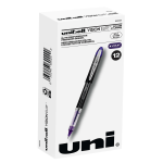 uni-ball Vision Elite Liquid Ink Rollerball Pens, Bold Point, 0.8 mm, White Barrel, Purple Ink, Pack Of 12