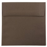 JAM Paper Color Square Invitation Envelopes, #6, Gummed Seal, 100% Recycled, Chocolate Brown, Pack Of 25