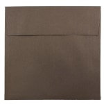 JAM Paper Color Square Invitation Envelopes, 8 1/2in x 8 1/2in, Gummed Seal, 100% Recycled, Chocolate Brown, Pack Of 25