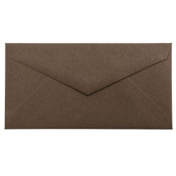 JAM Paper Booklet Envelopes, #7 3/4 Monarch, V-Flap, Gummed Seal, 100% Recycled, Chocolate Brown, Pack Of 25