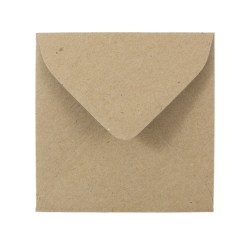 JAM Paper Square Invitation Envelopes, 3 1/8in x 3 1/8in, Gummed Seal, 100% Recycled, Brown Kraft Paper Bag, Pack Of 25