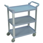 Luxor 3-Shelf Serving Cart, 36 3/4inH x 33 1/2inW x 16 3/4inD, Gray