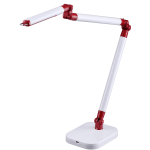 BLACK+DECKER PureOptics Summit Flex Ultra Reach LED Clamp-On Desk Lamp, Adjustable, 29 1/2inH, Red/White