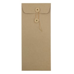 JAM Paper Policy #10 Envelopes, Button & String Closure, 100% Recycled, Brown, Pack Of 25