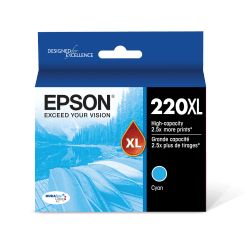 Epson 220XL DuraBrite Ultra High-Yield Cyan Ink Cartridge, T220XL220-S