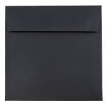 JAM Paper Square Linen Envelopes, 6 1/2in x 6 1/2in, Gummed Seal, 30% Recycled, Black, Pack Of 25