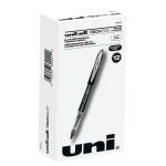 uni-ball Vision Elite Liquid Ink Rollerball Pens, Micro Point, 0.5 mm, Black Barrel, Black Ink, Pack Of 12