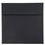 JAM Paper Square Linen Envelopes, 9in x 9in, Gummed Seal, 30% Recycled, Black, Pack Of 25