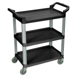 Luxor 3-Shelf Serving Cart, 36 3/4inH x 33 1/2inW x 16 3/4inD, Black