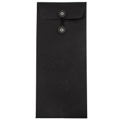 JAM Paper Policy #10 Envelopes, Button & String Closure, 30% Recycled, Black Linen, Pack Of 25