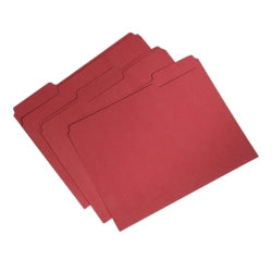 SKILCRAFT Single-Ply Top File Folders, 100% Recycled, Red, Box Of 100 (AbilityOne 7530-01-566-4134)