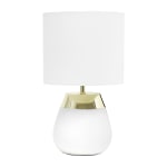 Simple Designs 2-Toned Touch Table Lamp, 14inH, White Shade/Gold and White Base