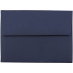 JAM Paper Booklet Envelopes, #4 Bar (A1), Gummed Seal, Navy Blue, Pack Of 25