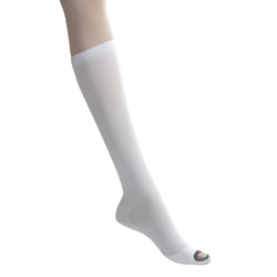 Medline EMS Nylon/Spandex Knee-Length Anti-Embolism Stockings, Large Regular, White, Pack Of 12 Pairs