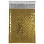 JAM Paper Open-End Metallic Bubble Envelopes, 6 3/8in x 9 1/2in x 1/2in, Gold, Pack Of 12