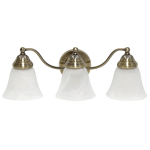 Lalia Home Essentix 3-Light Wall Mounted Curved Vanity Light Fixture, 7-1/2inW, Alabaster White/Antique Brass