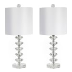 LumiSource Diamond Stacked Contemporary Table Lamps, 23-1/4inH, Off-White Shade/Chrome Base, Set Of 2 Lamps