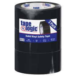 BOX Packaging Solid Vinyl Safety Tape, 3in Core, 2in x 36 Yd., Black, Case Of 3