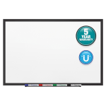 Quartet Classic Magnetic Dry-Erase Whiteboard, 24in x 36in, Aluminum Frame With Black Finish